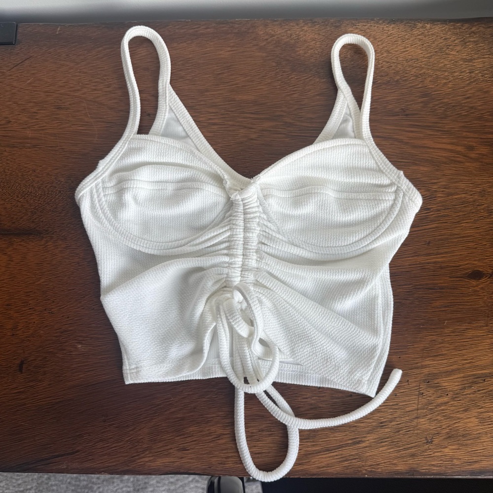 Salty - White Ruched Corset Crop Top Size S